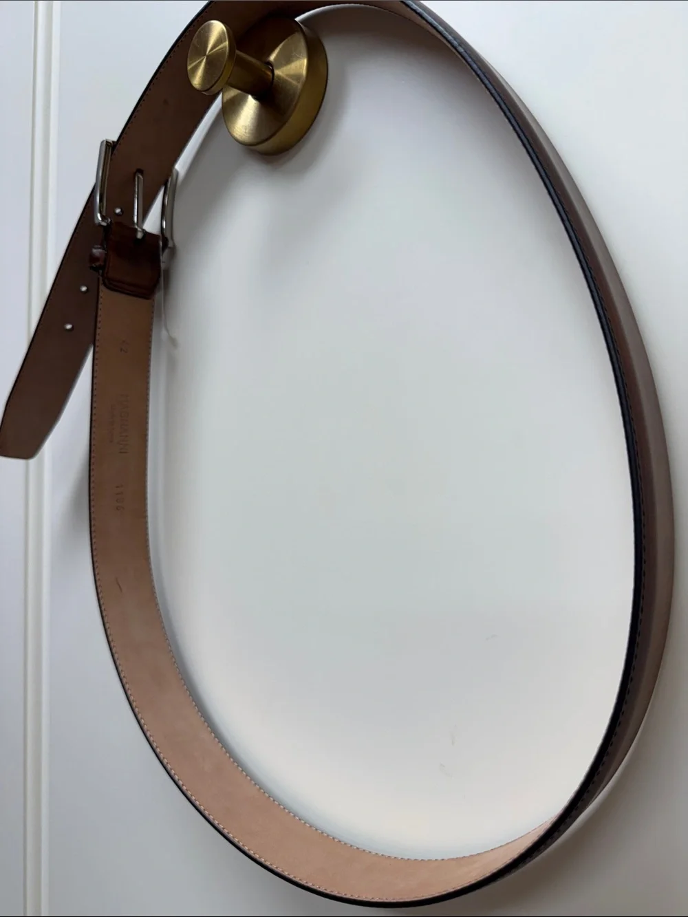 Magnanni Brown Leather Belt with Silver Buckle and Gold Tone Accent